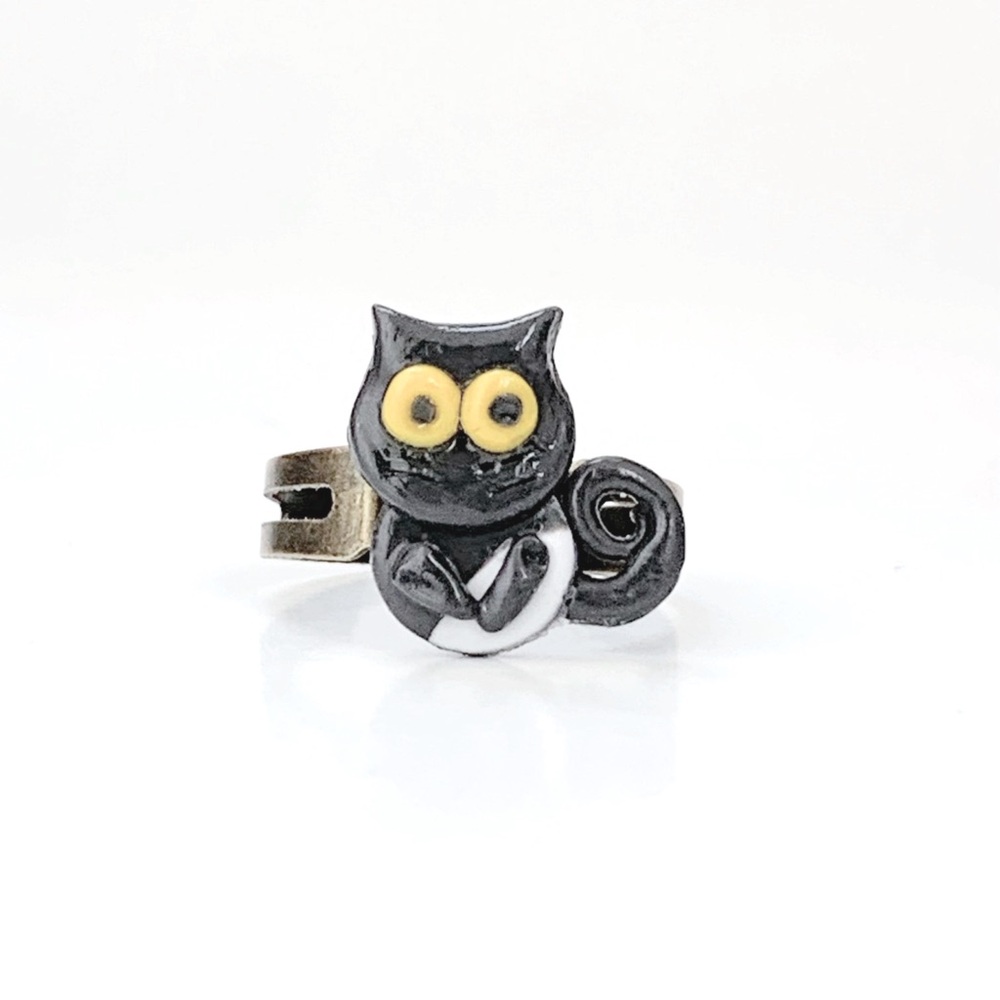 🐈‍⬛ Cat Clay Charm Ring